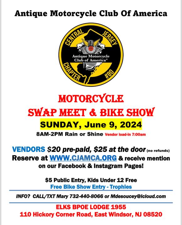 AMCA Central Jersey Chapter 2026 Swap Meet & Bike Show