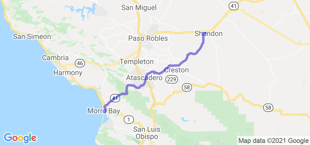 Highway 41 Shandon to Morro Bay